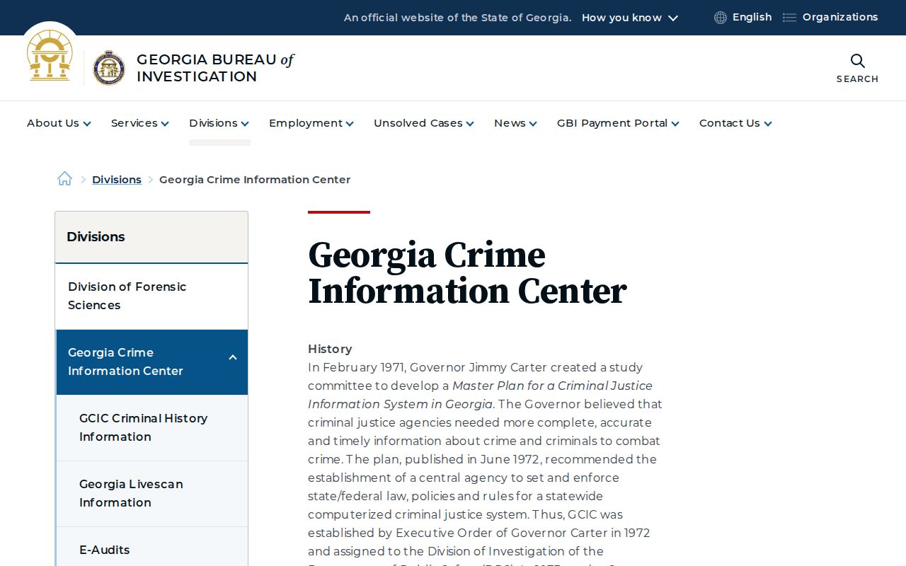 Georgia Crime Information Center criminal history repository information