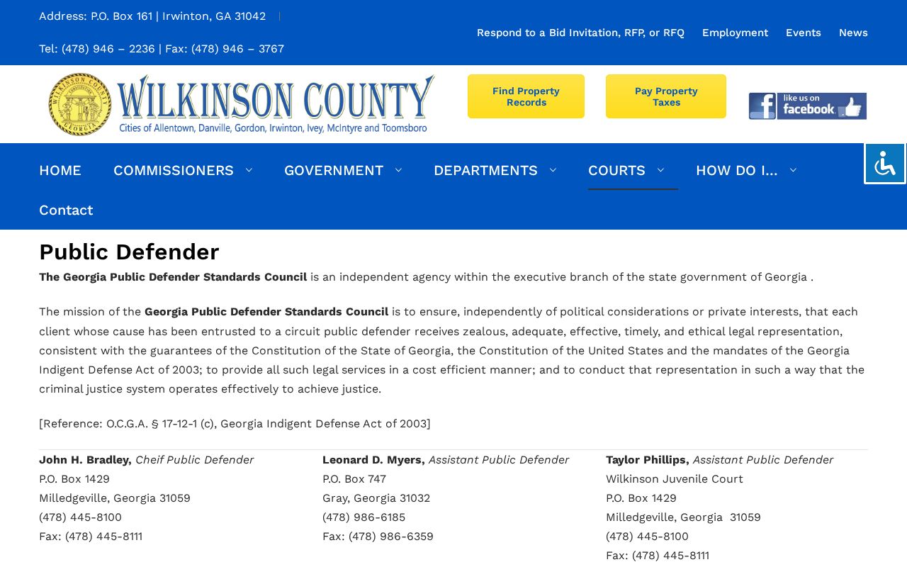 Ocmulgee Judicial Circuit public defender information for Wilkinson County
