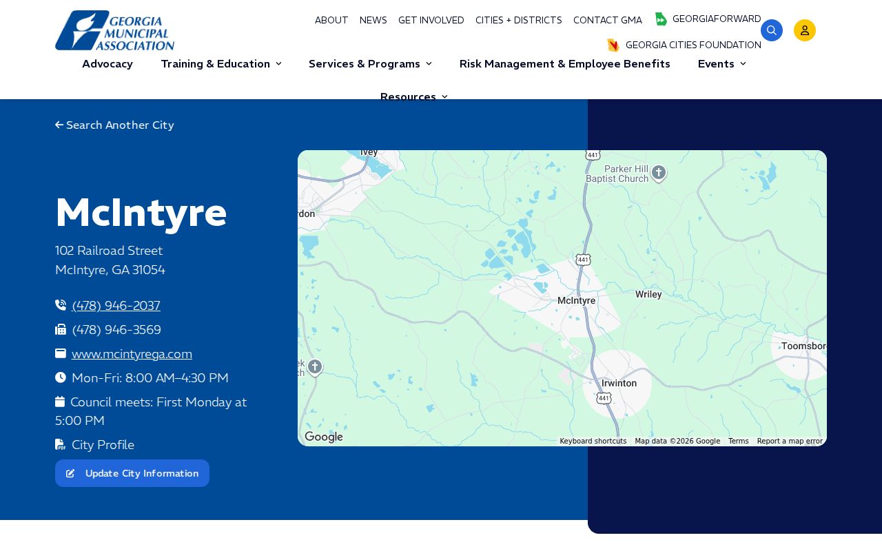 McIntyre criminal history municipal contact and city profile