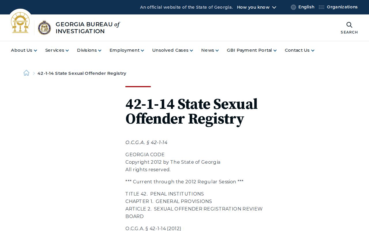 GBI Georgia sex offender registry risk classification page
